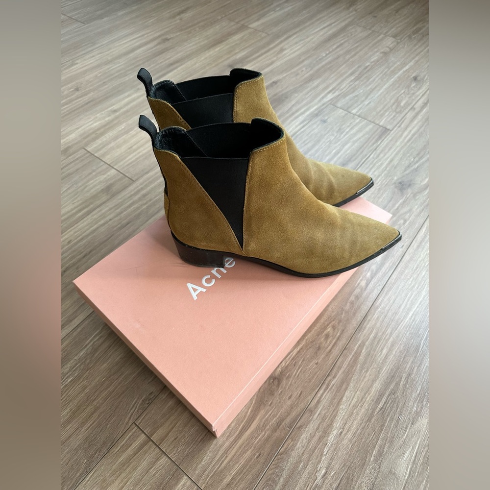 Acne Tan Suede Ankle Boots